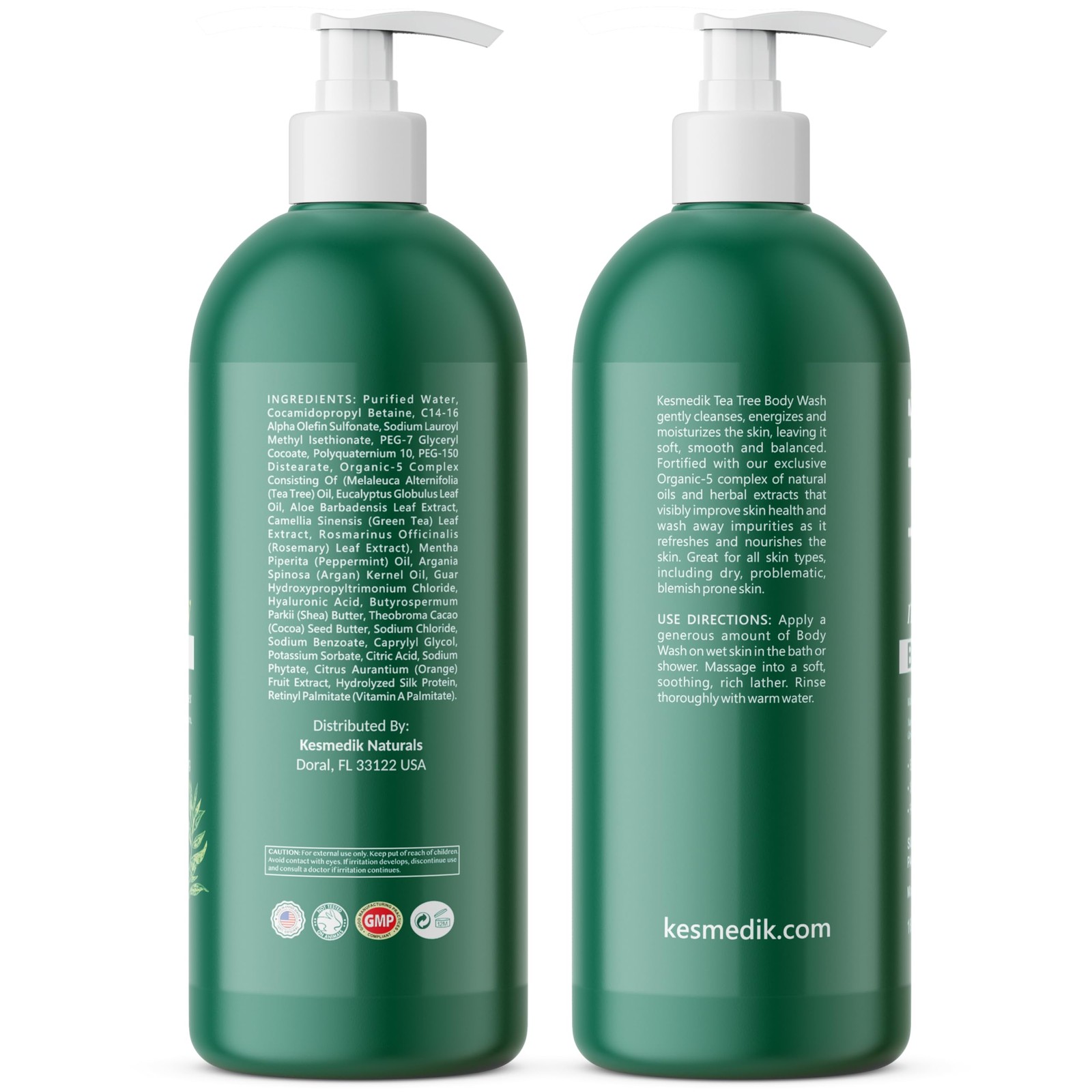 KESMEDIK Tea Tree Body Wash MaxTherapy with 16 Fl Oz (Pack of 1), Green