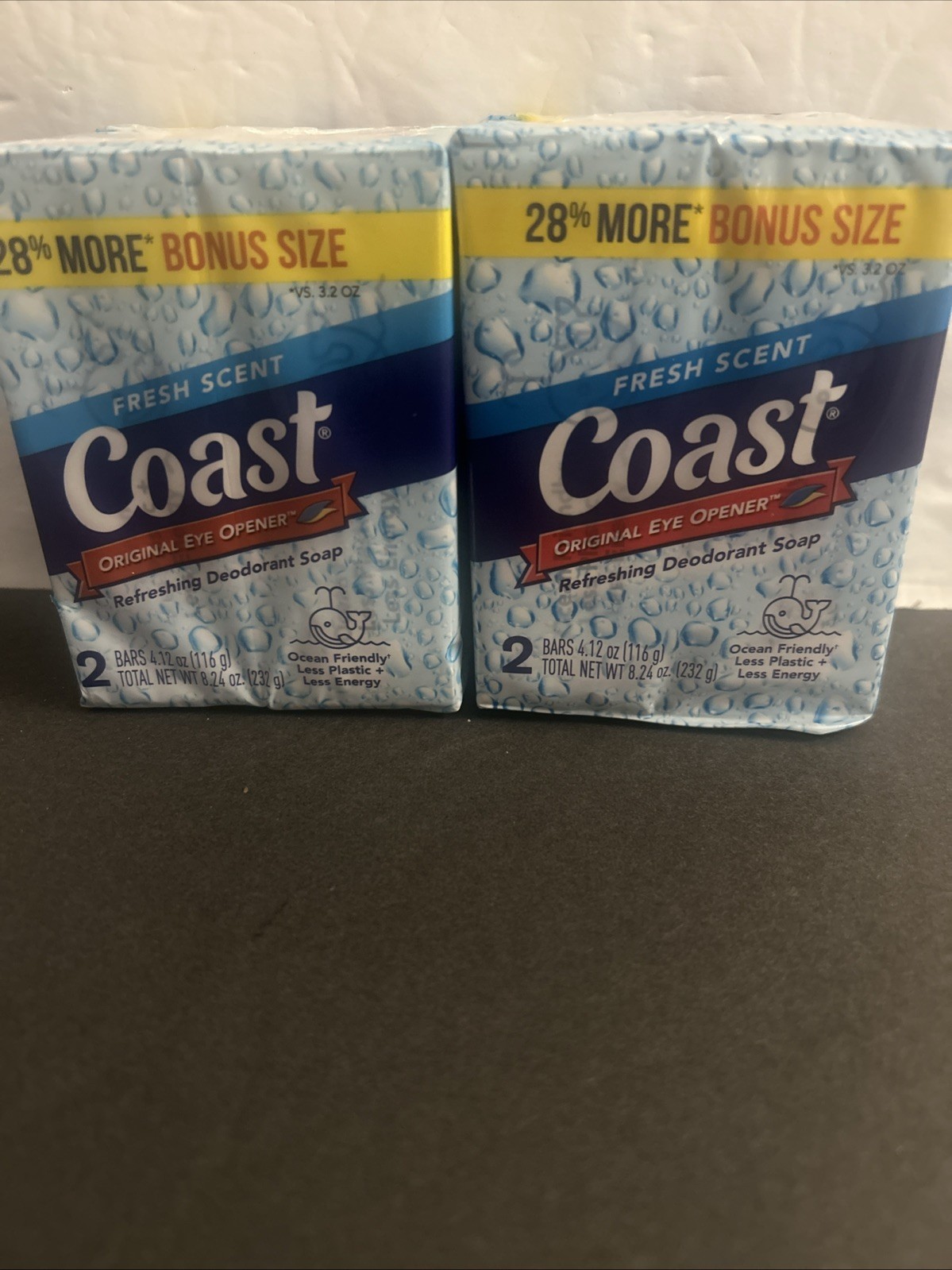 Pack of 2 Coast Deodorant Soap Bar Fresh Scent 4.12 oz Each Eye Opener