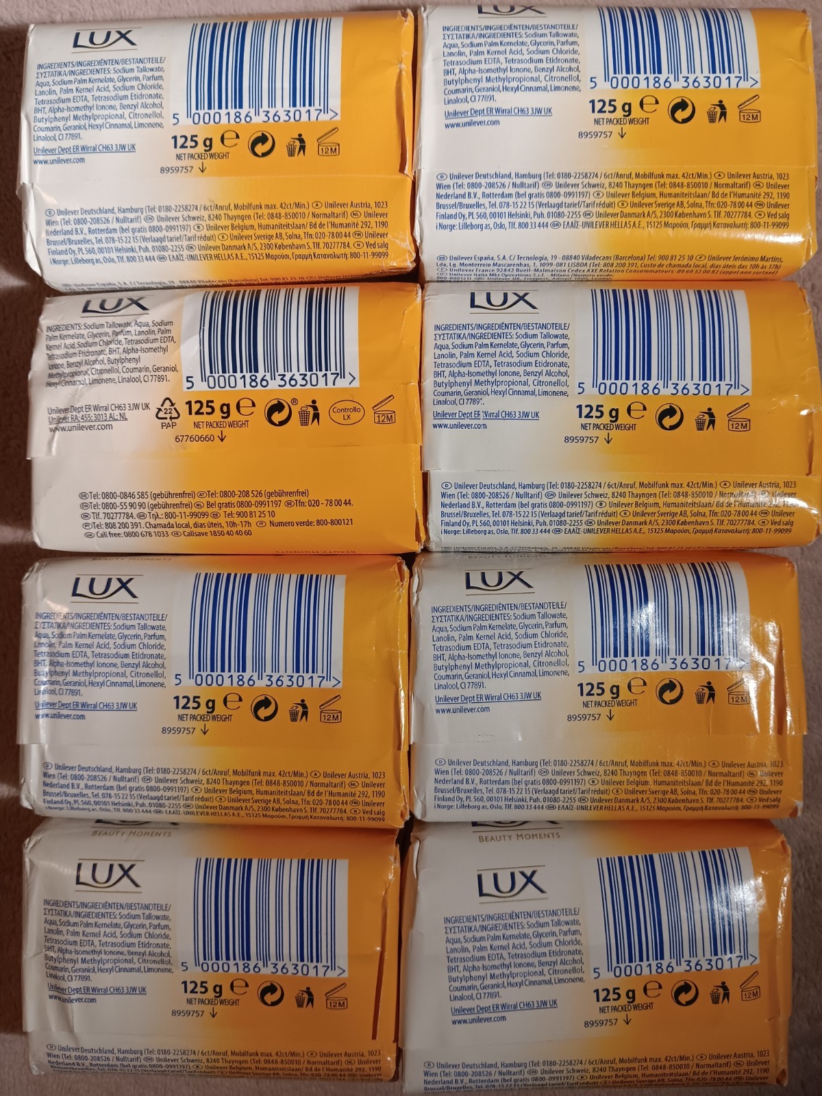 Lux Body Bar Soap 4.4oz/125 Soft & Creamy With Moisturizer Lot of 8