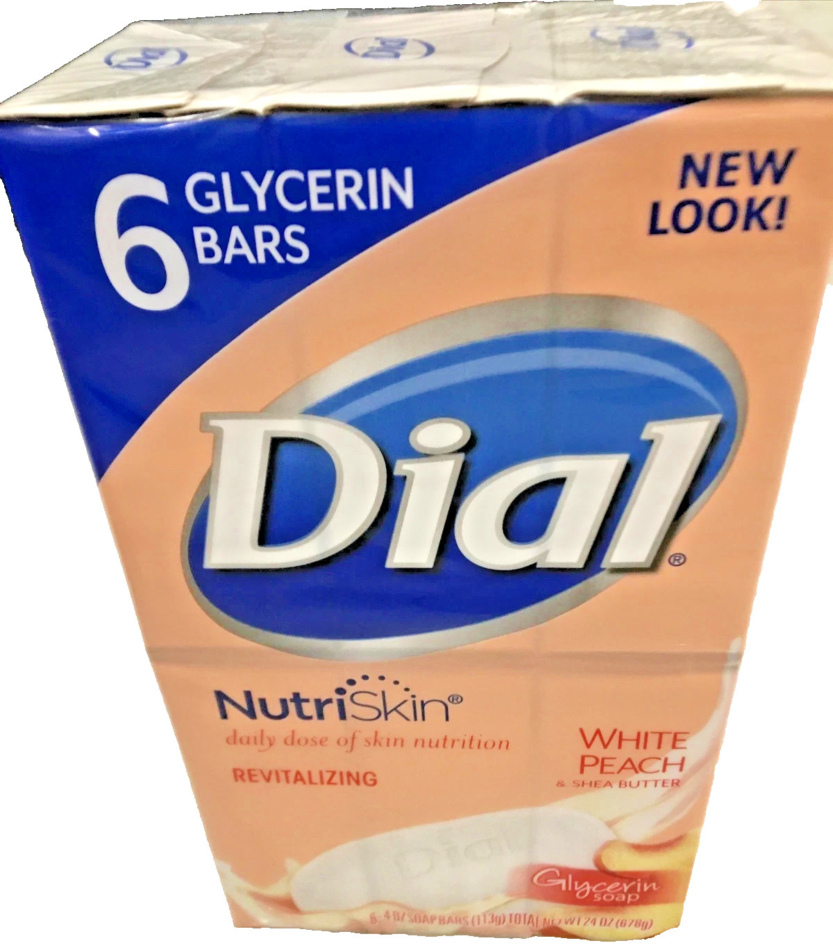 Dial NutriSkin White Peach and Shea Butter Glycerin Bar Soap 6 Bars 4oz Each