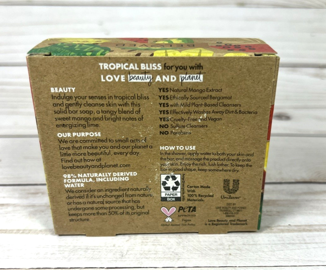 Beloved Mango & Lime Vegan Green Heart Shaped Bar Soap 4oz (6Pack)