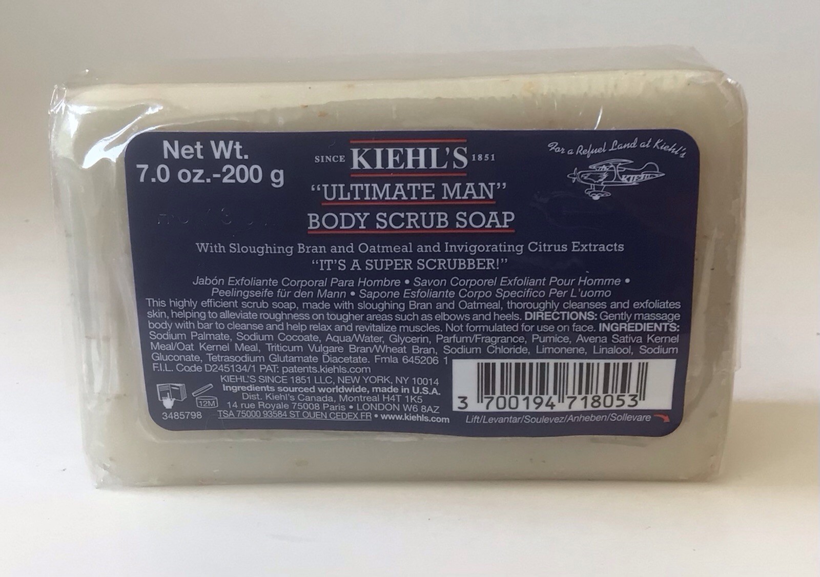 NEW KIEHL’S Ultimate Man Body Scrub Soap Bar – 7 oz (200 g)