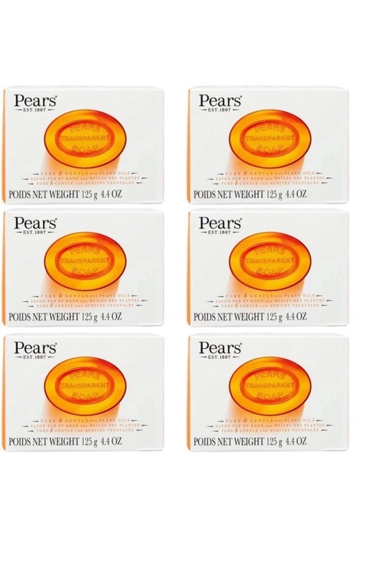 6 Pack Pears Pure & Gentle Transparent Soap 4.4 oz/125 g. Bar Soap ORANGE