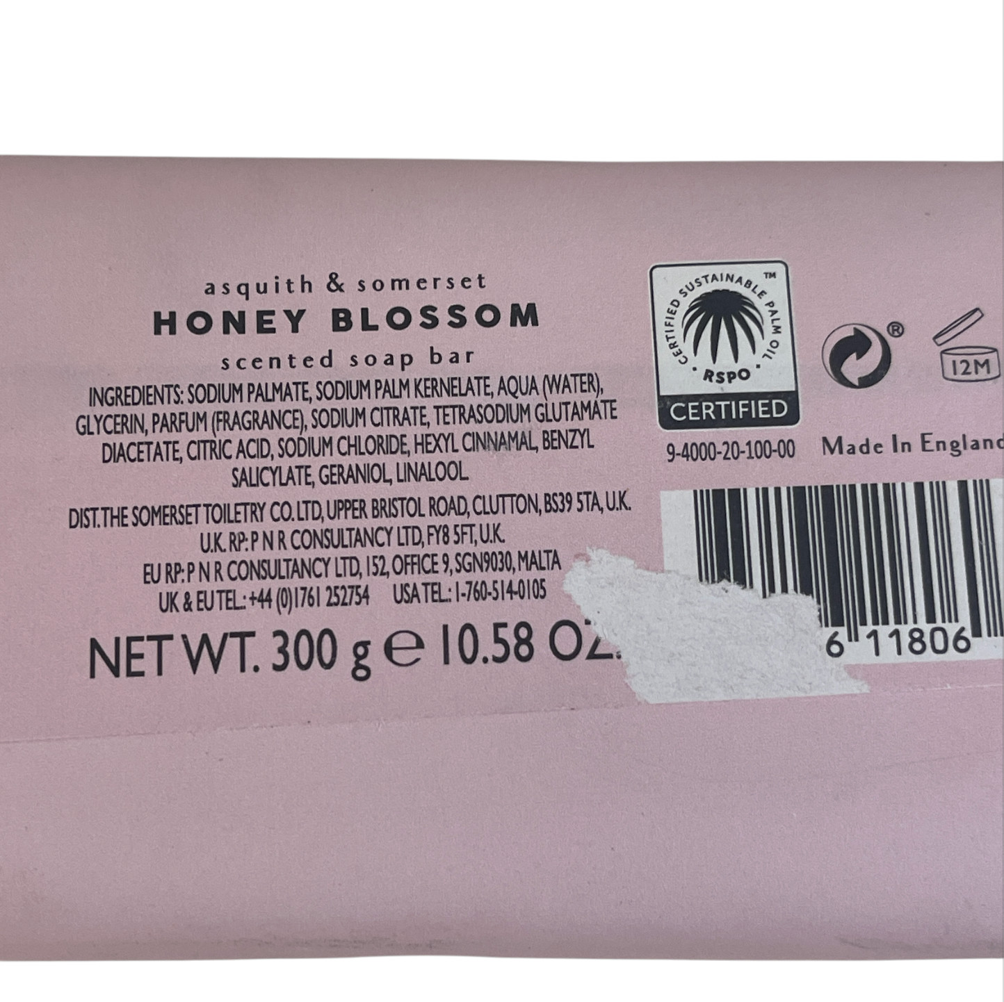 ASQUITH & SOMERSET Honey Blossom Bee Mine Soap Bar 10.58 Oz England Made