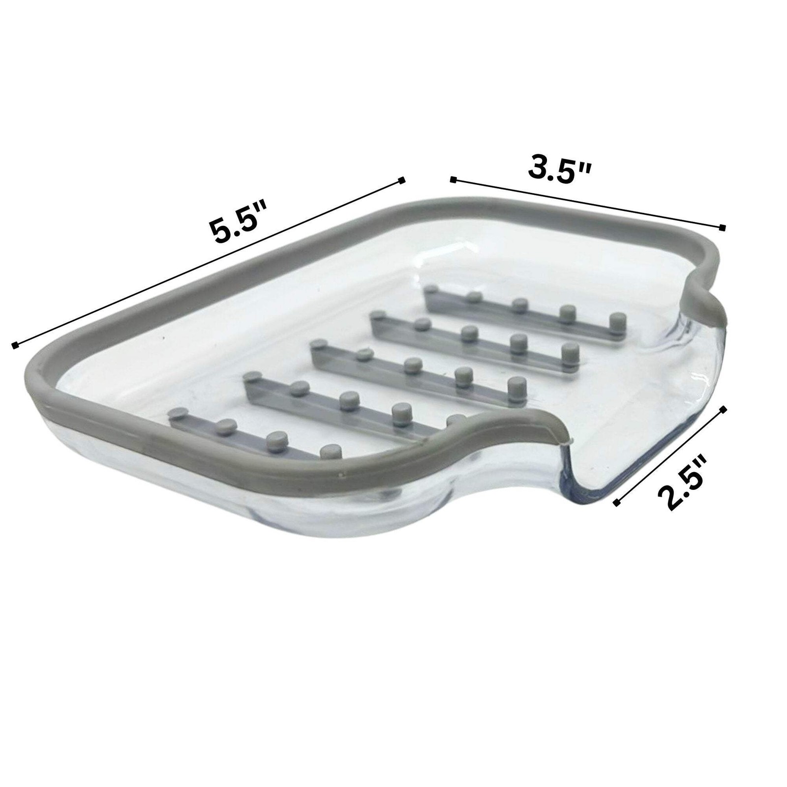 Transparent with Gray Border Plastic Soap Holder:1 Pack