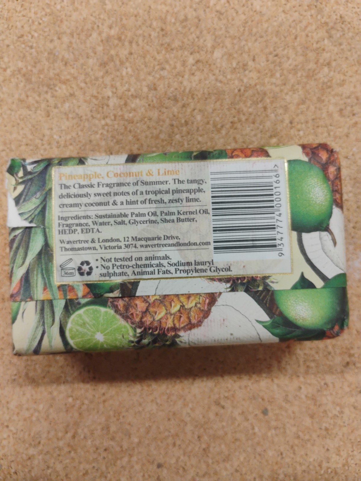 Wavertree & London Pineapple, Coconut & Lime Soap Bar 7 oz • 200g NEW L1