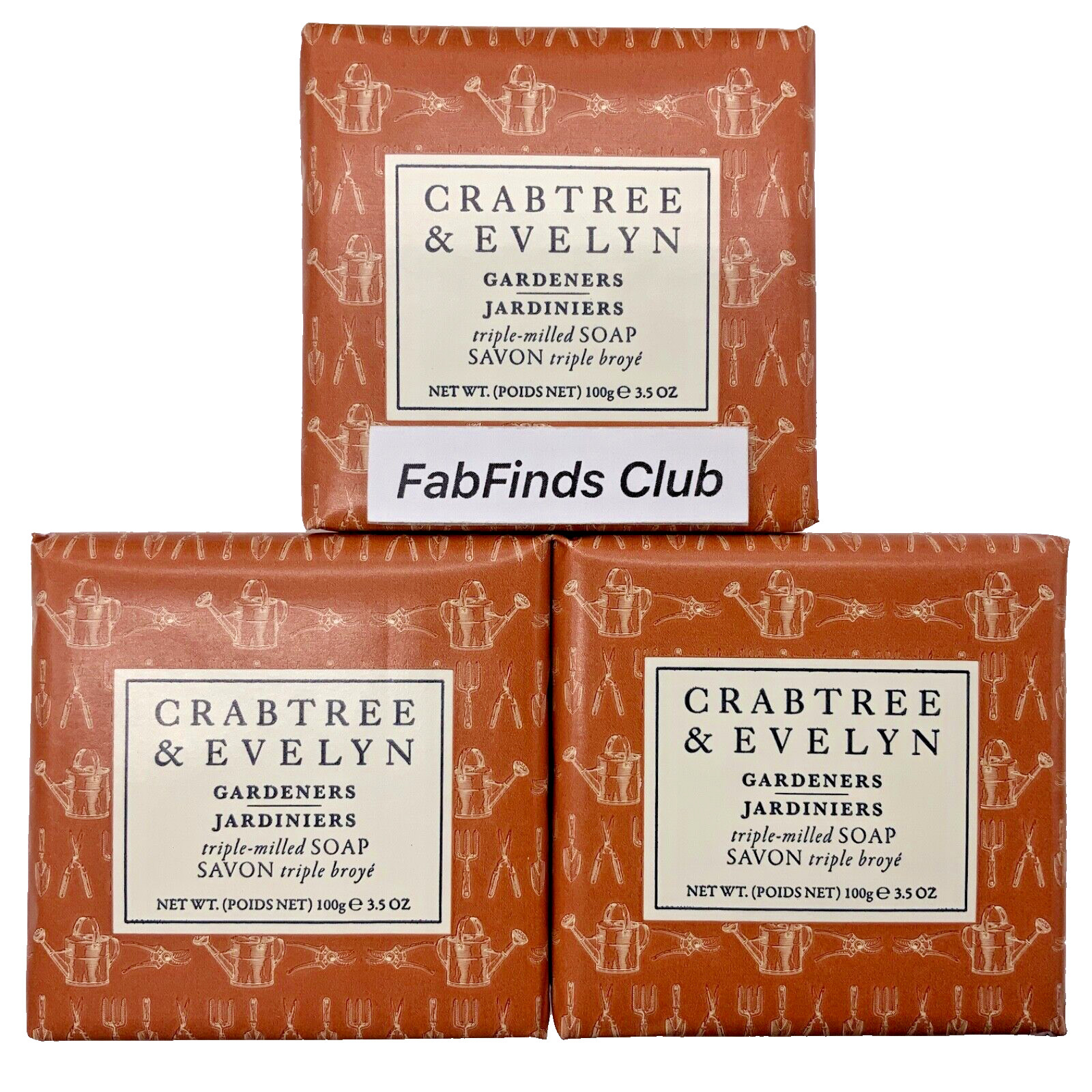Crabtree & Evelyn Gardeners Bar Soap Triple Milled 10.5oz (3×3.5oz) 3pc Set