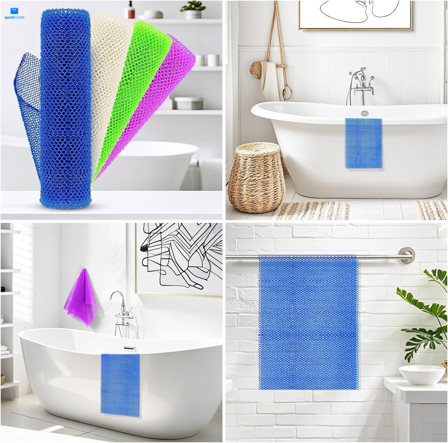 4 Pieces African Net Sponge – Effective Deep Blue, Green, Purple, White