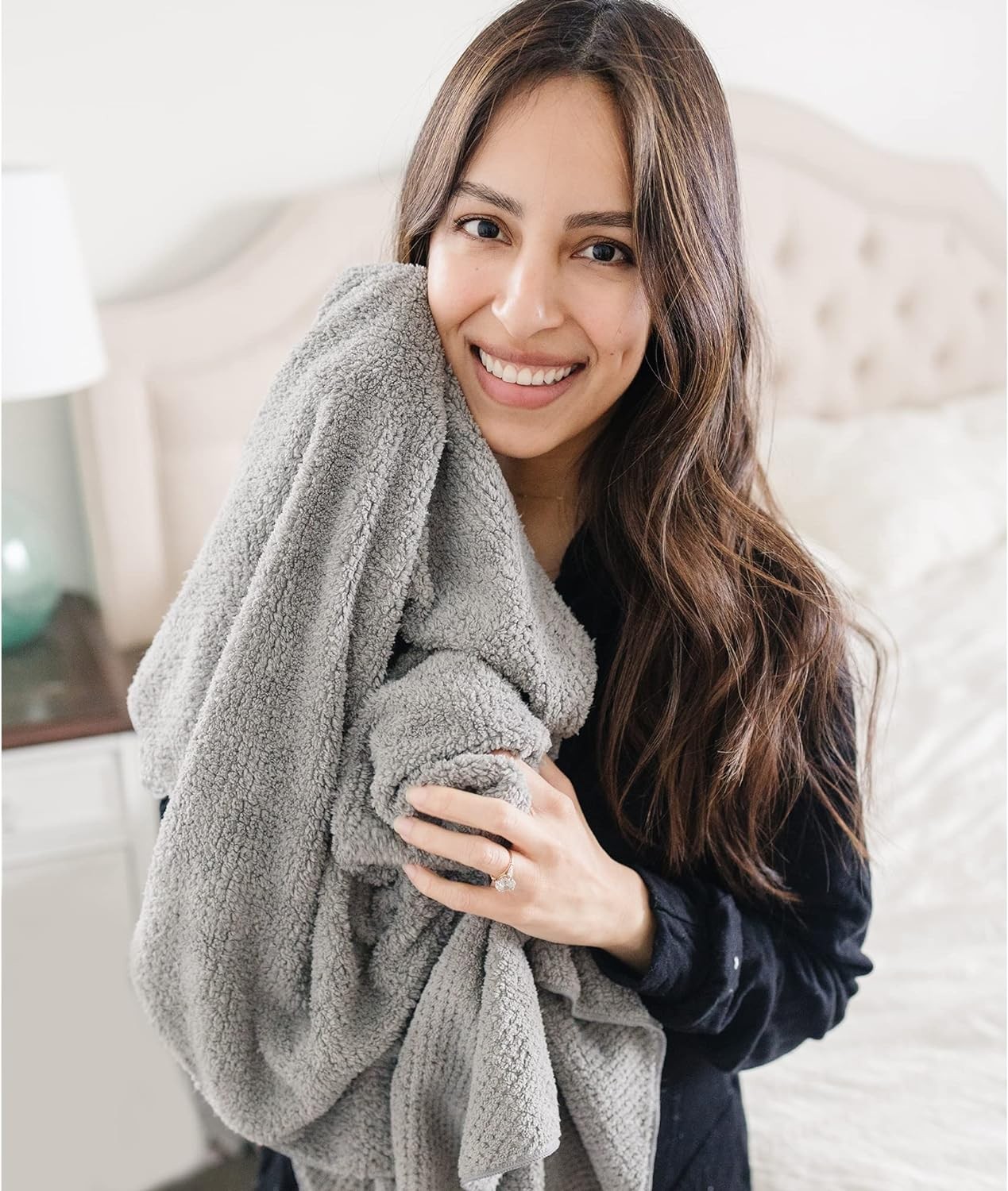 2 Packs Large Microfiber Hair Towels for Women, 27.5”*39.4”, Grey, Pink