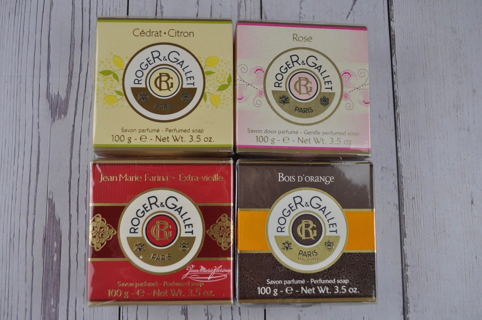 Roger & Gallet Paris Perfumed Soap Assorted Lot 4 Bars 3.5 Ounces NEW