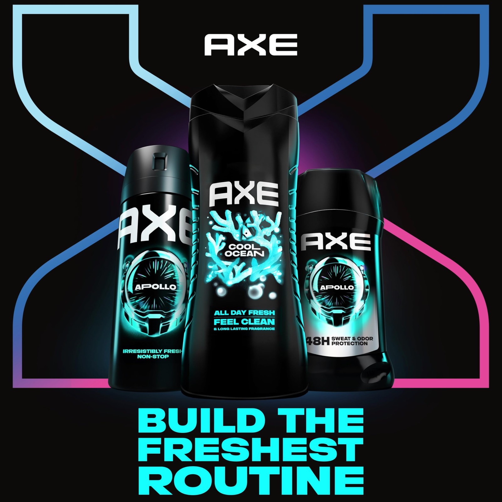 AXE Cool Ocean Men’s Body Wash With Essential 16 Fl Oz (Pack of 1), Clear