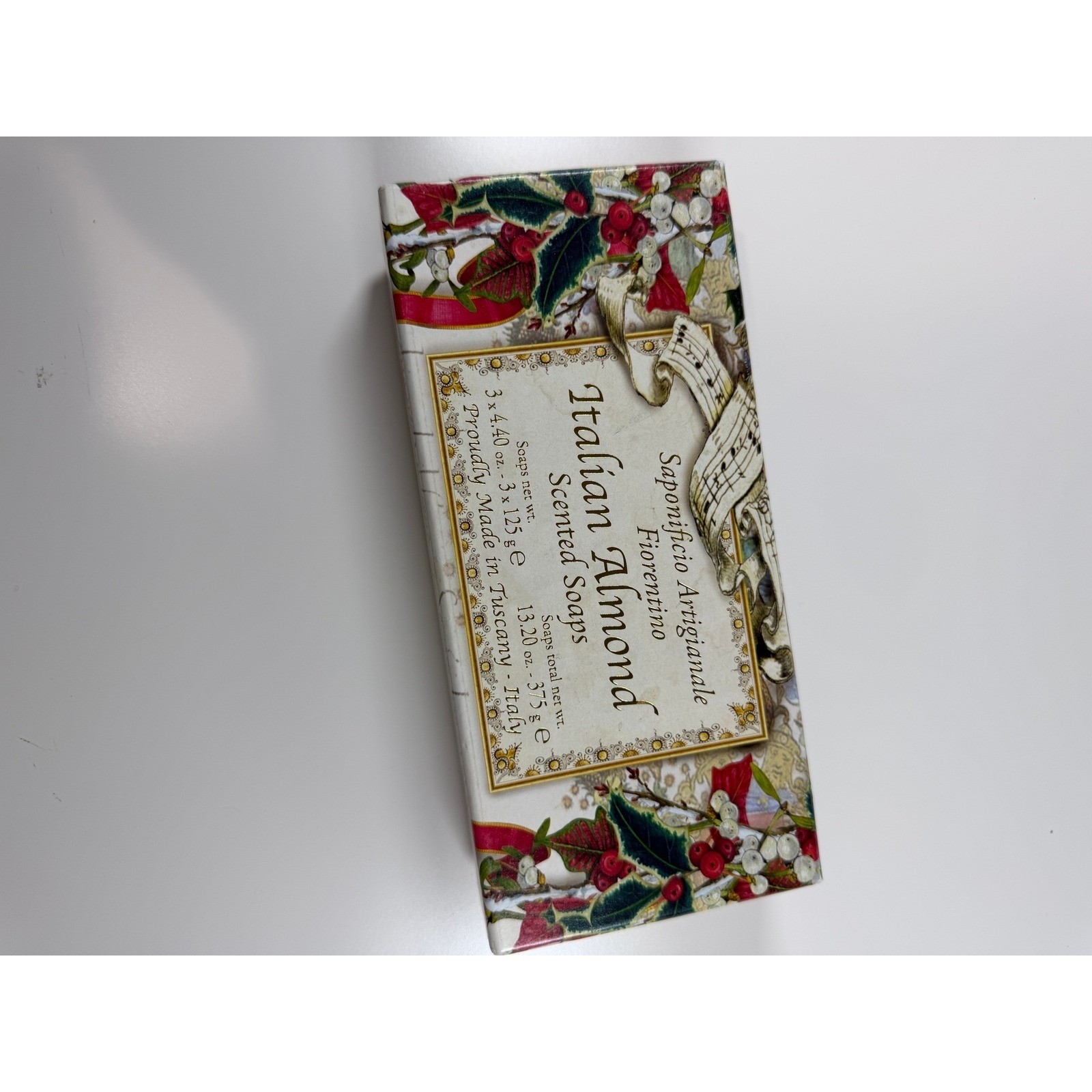 New Italian Almond Scented Soap 3 bars Gift Saponificio Artigiano Fiorentino