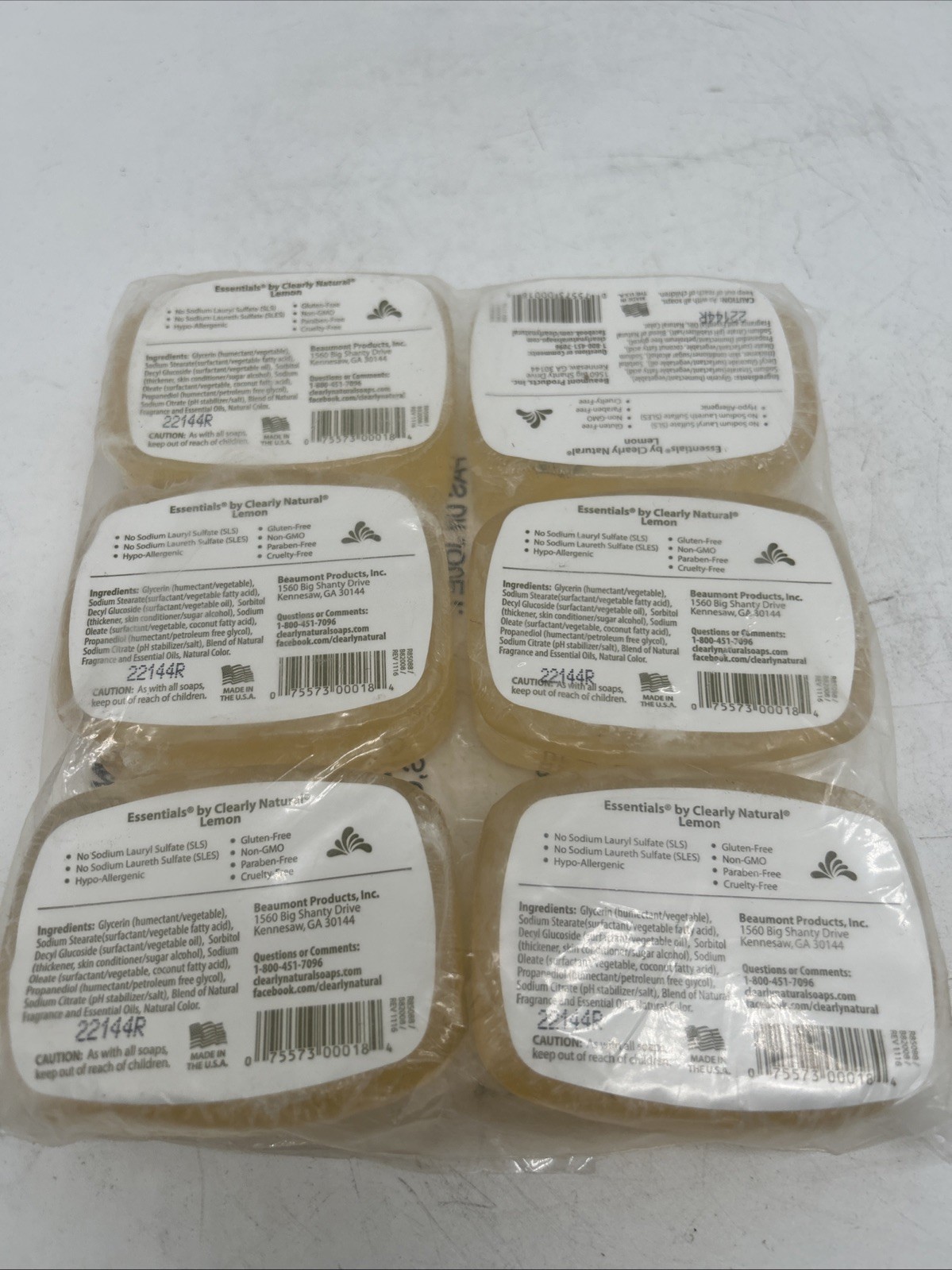 (6) Essentials Glycerin Bar Soap, Lemon, 4-Ounce C1