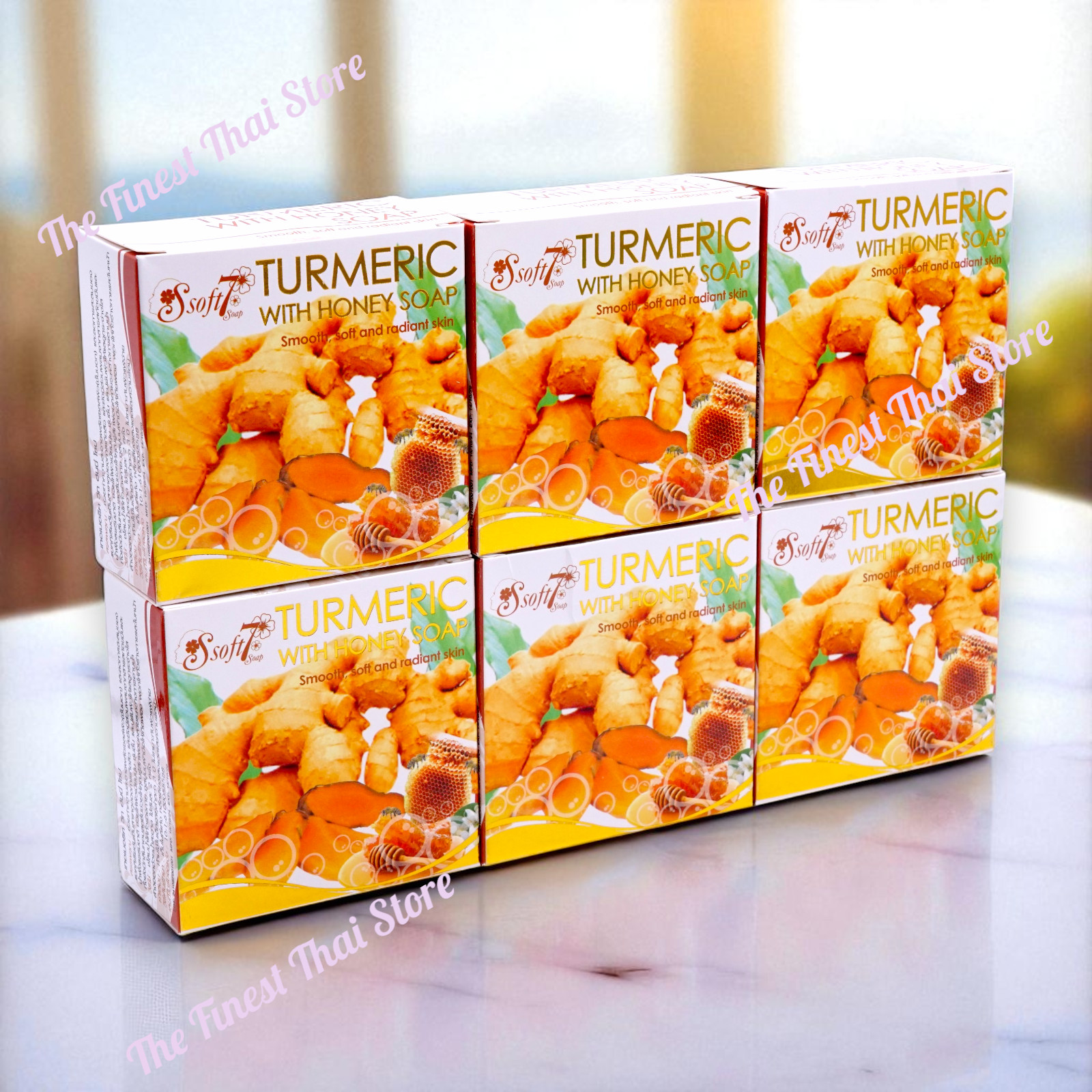 Soft7 Turmeric with Honey Natural Herbal Soap by by K.Brothers 120g x 6