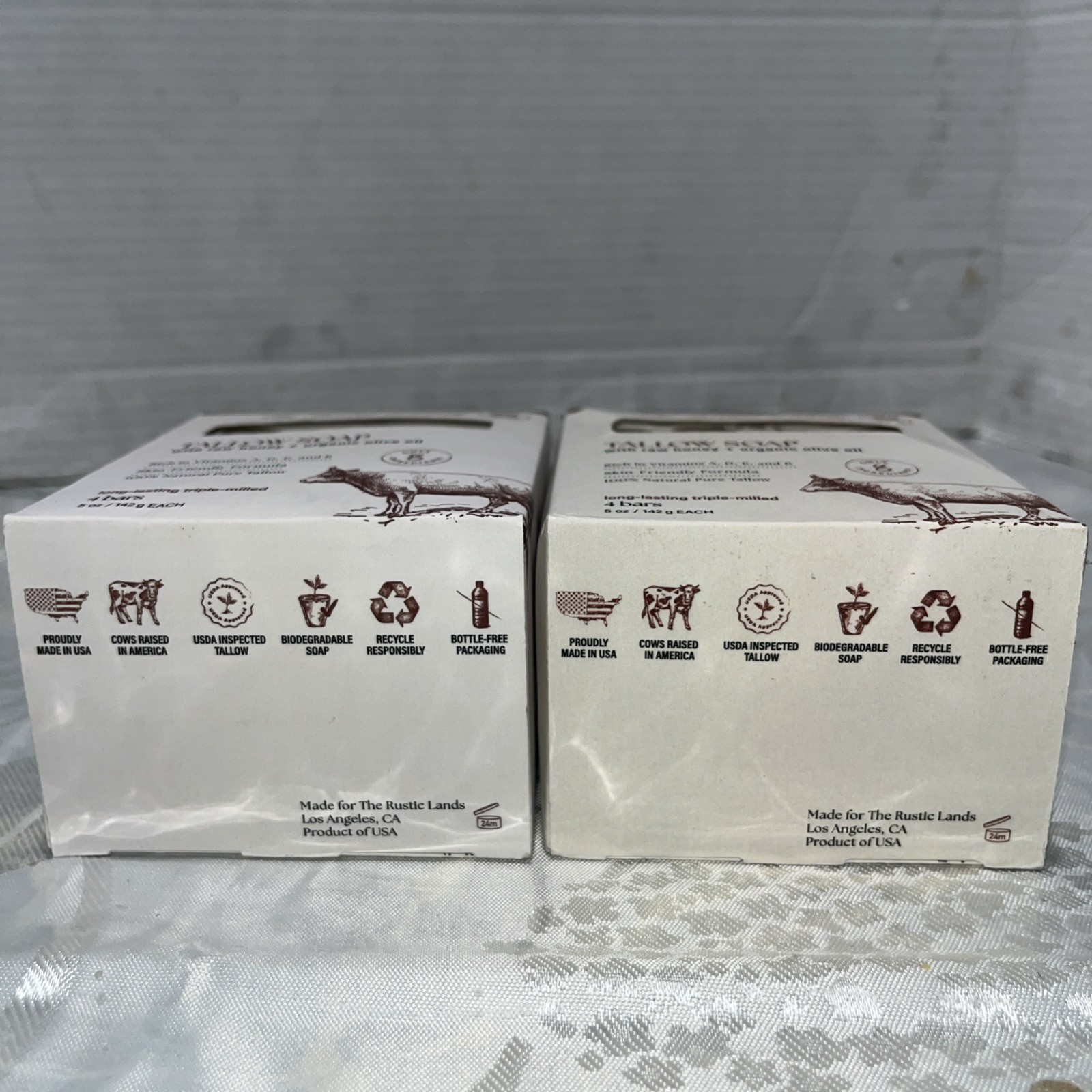 THE RUSTIC LANDS Tallow Bar Soap w/ Raw Honey & Organic Olive Oil ( 8 Bars)