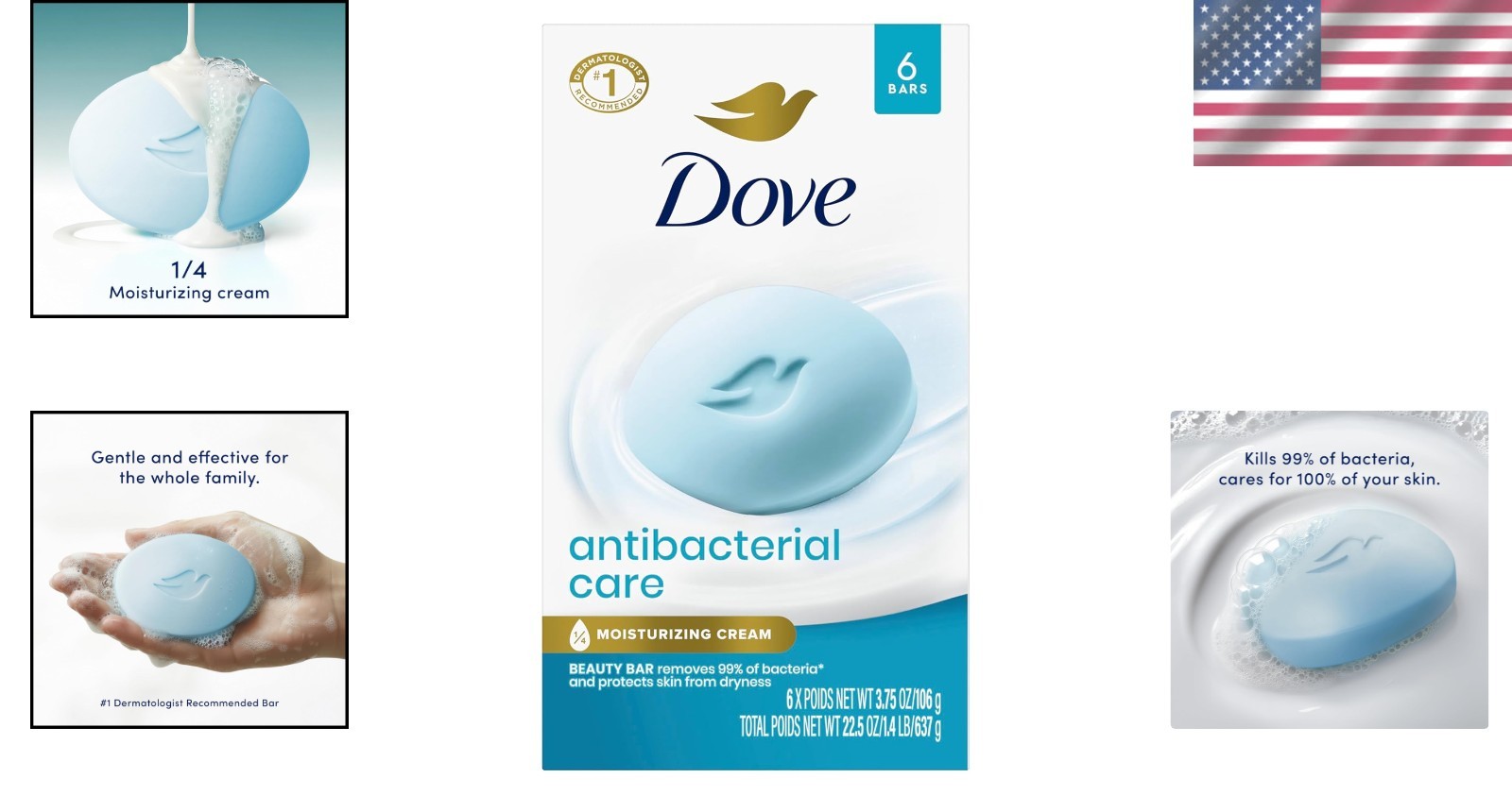 Antibacterial Beauty Bar – 6 Pack for Soft, Clean, Moisturized Skin