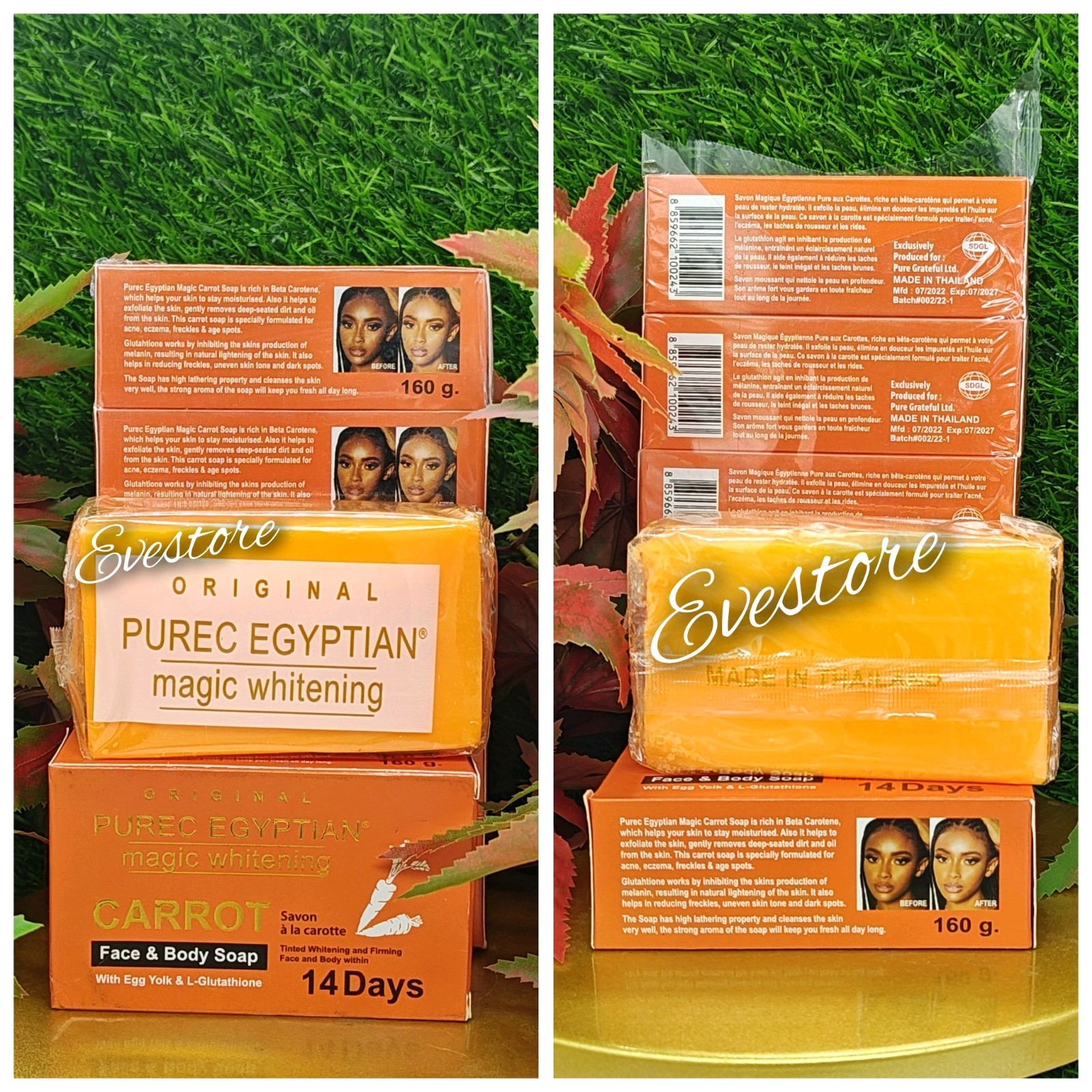 Original Purec egyptian CARROT exfoliating face & body soap X1