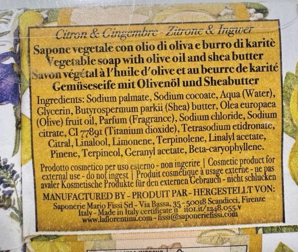 La Florentina Italian Luxury Bar Soap 6 Pack Lavender Citrus Fig Lemon ++ 22.4oz