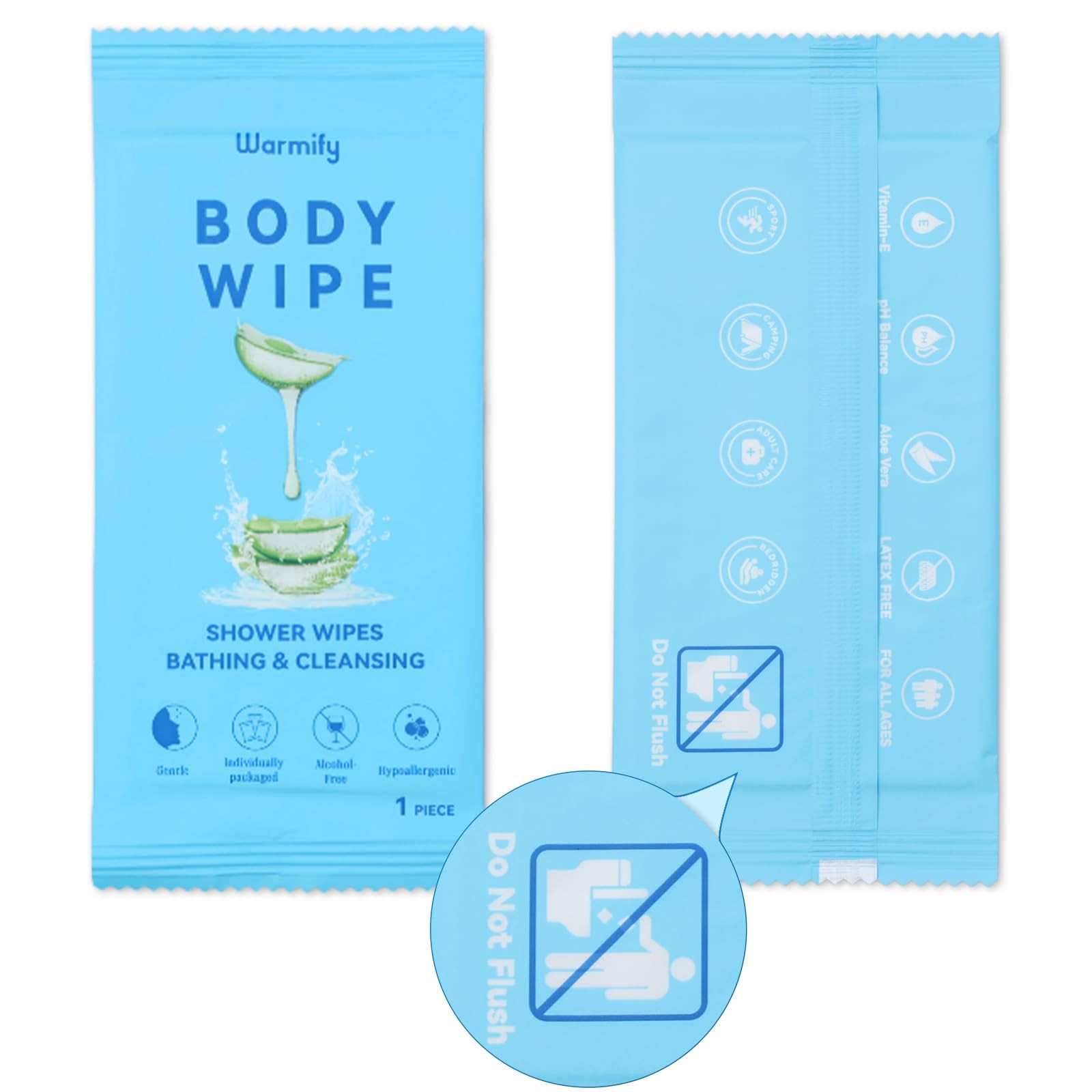 80 Pcs Body Wipes Individually Wrapped (9.29″ x 8″), Large Shower Wipes for A…