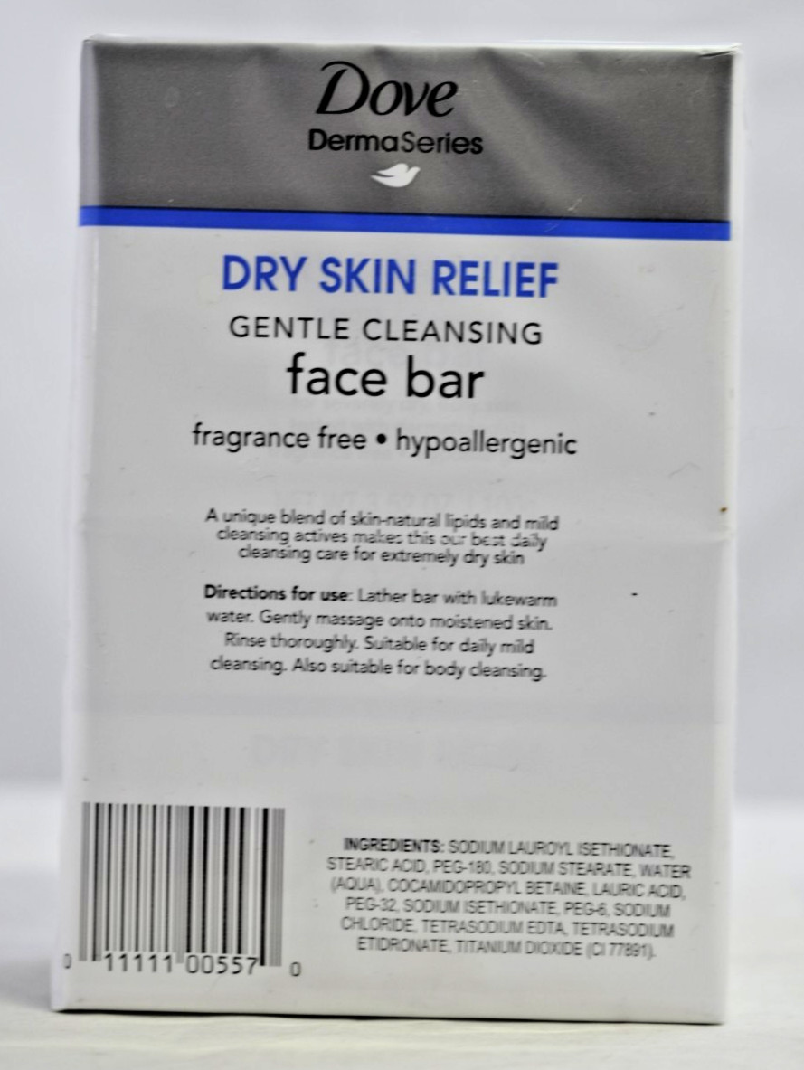 Dove DermaSeries Dry Skin Relief Gentle Cleansing Face Bar 2 Ct 3.52 Oz
