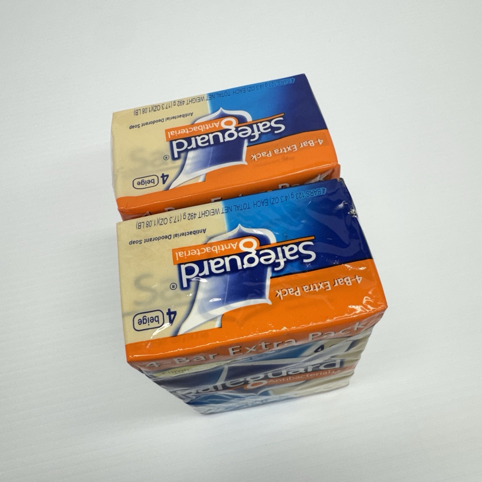 2 Packs Safeguard 4 Bar Extra Pack Soap Beige Sealed NIP 8 Bars