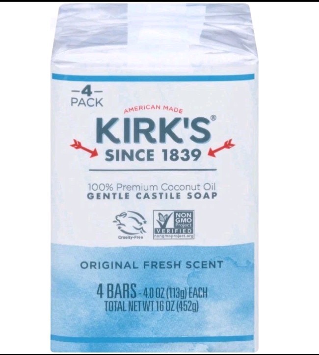 New Kirk’S Original Fresh Scent Gentle Castile Soap Premium Coconut Oil 4 Pack
