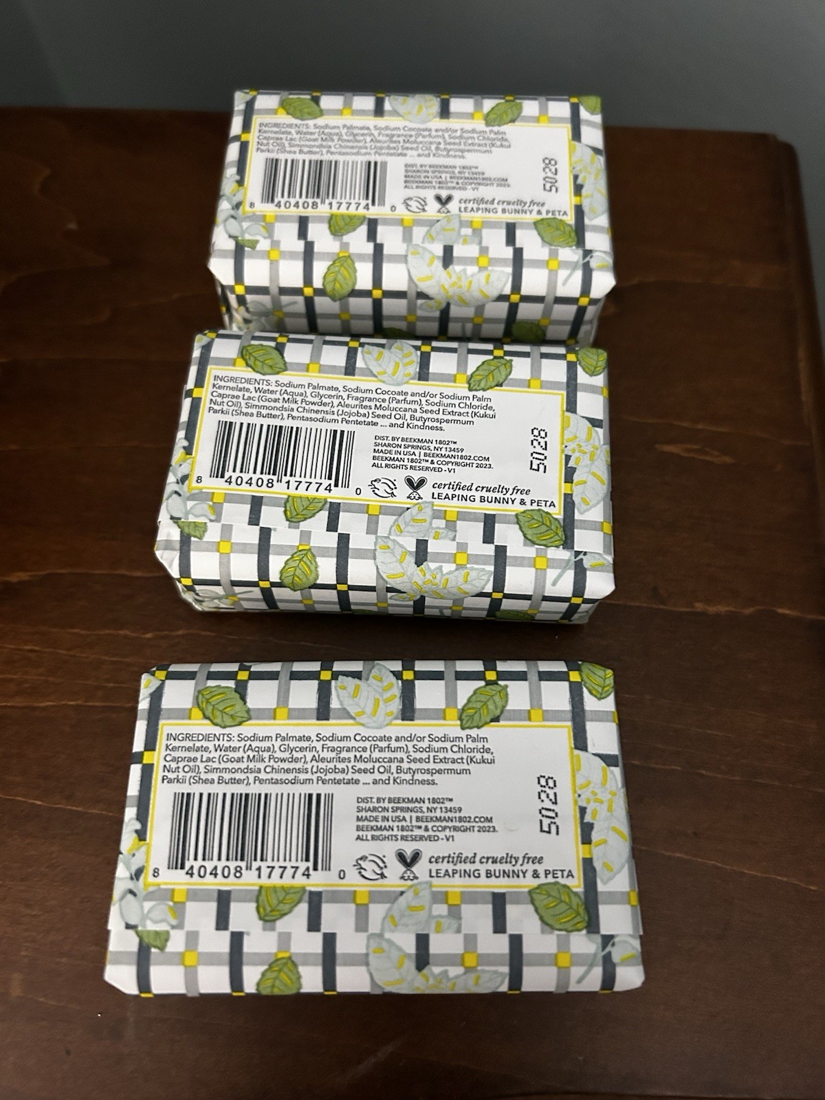 BEEKMAN 1802 GLACIAL MINT & EUCALYPTUS GOAT MILK SOAP -3 Bars (3.5 Oz Each)