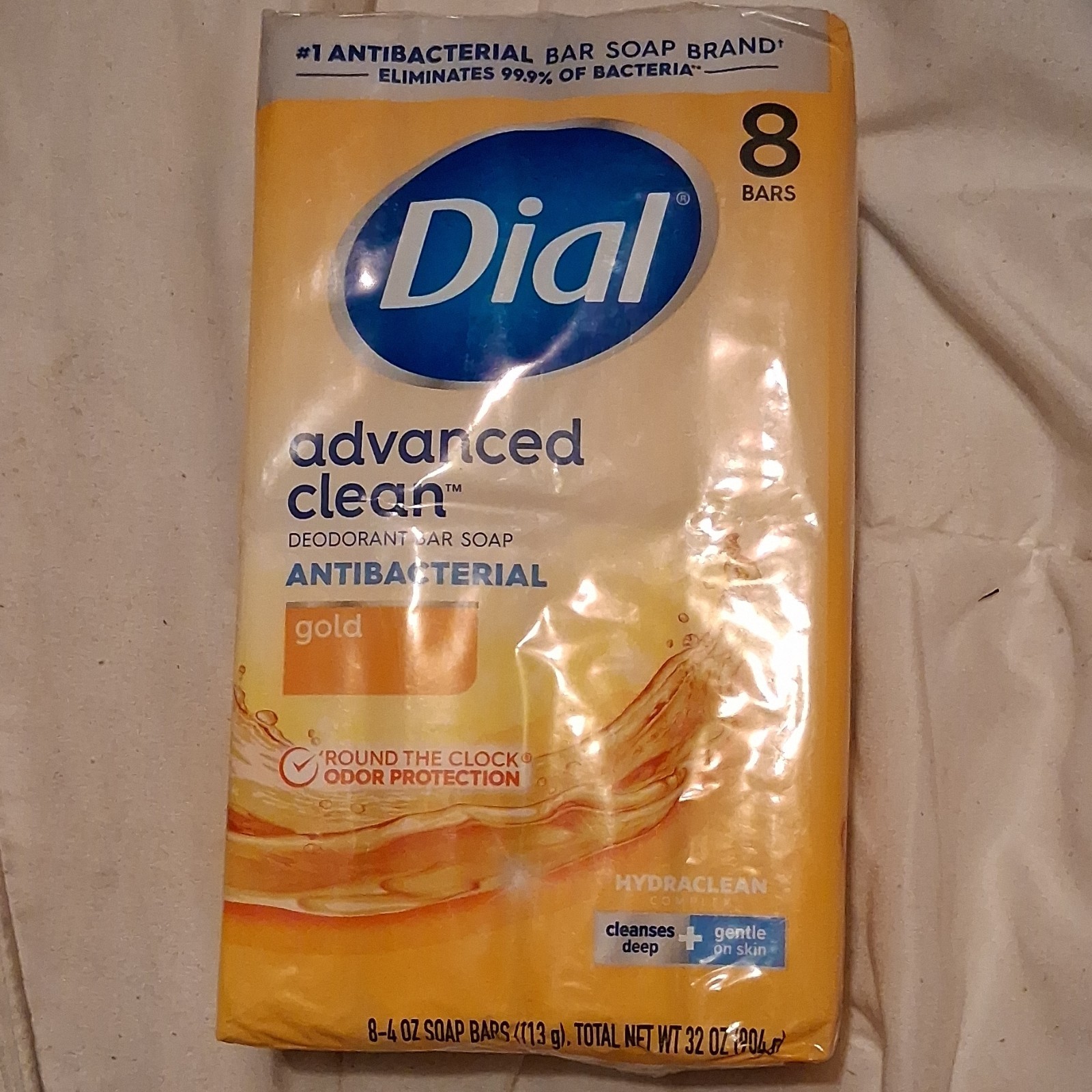 Dial Advanced Clean Antibacterial Deodorant Bar Soap, Gold Scent, 8 Bars 32 oz