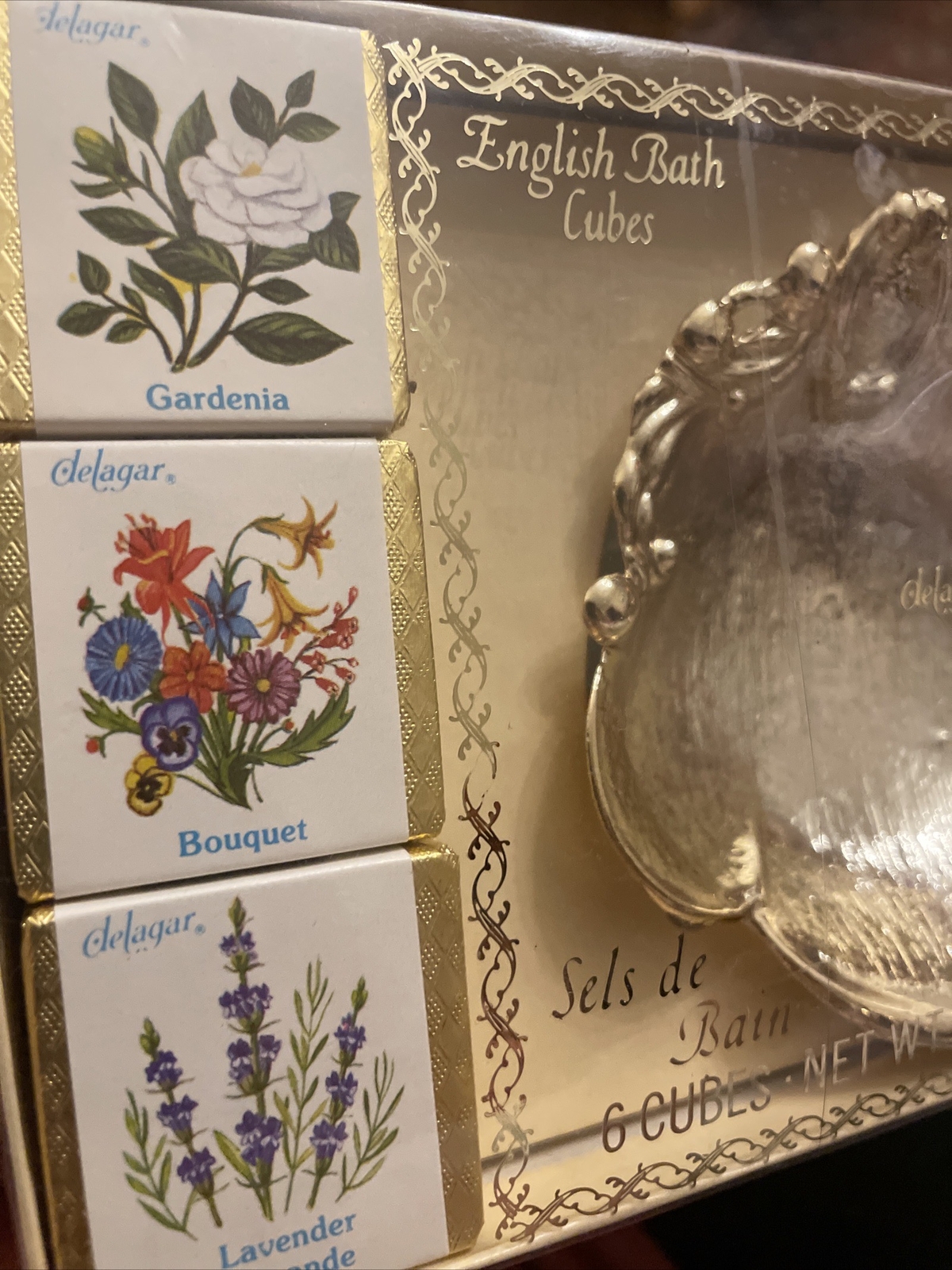 Vintage Delagar Country Bouquet Bath Set With Dish NEW SEALED IN BOX Hills Store