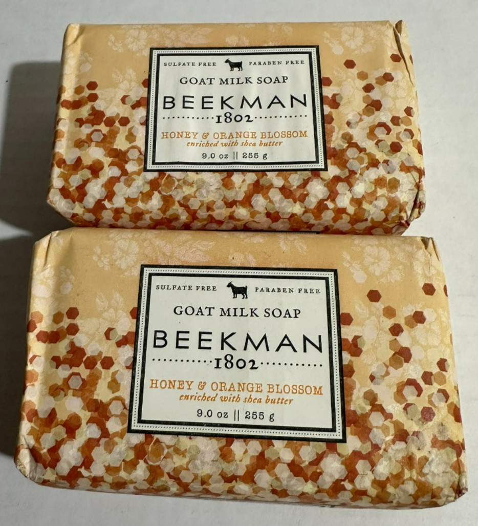 Set of 2 Beekman 1802 Honey & Orange Blossom Goat Milk Soap 9oz/255g