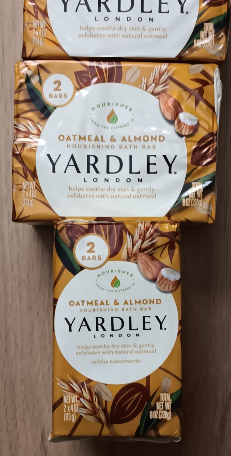 Yardley London Oatmeal & Almond Naturally Moisturizing Bath Bar Soap Lot Gentle