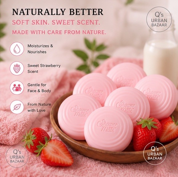 AEKYUNG SHOWERMATE GOAT MILK STRAWBERRY SOAP 12PK 90G MOISTURIZING KOREAN