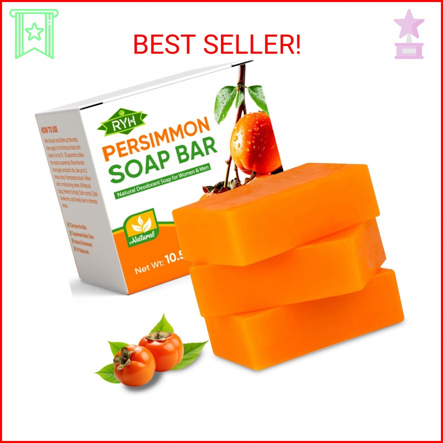RYH 3 PCS Persimmon Soap Bar for Body Odor Control–Deodorizing & Eliminating Bod