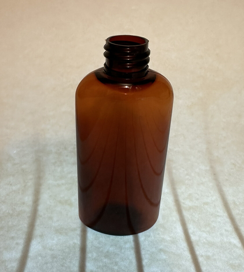 2 oz Amber PET Plastic Cosmo Oval Bottle – choose qty & cap style – FREE SHIP