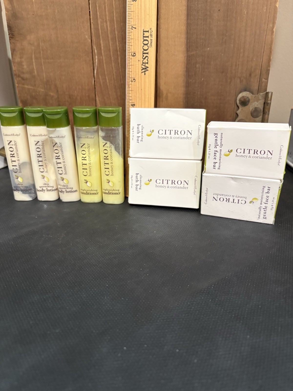 Crabtree & Evelyn Citron & Honey Coriander lot soaps, and minis New Travel
