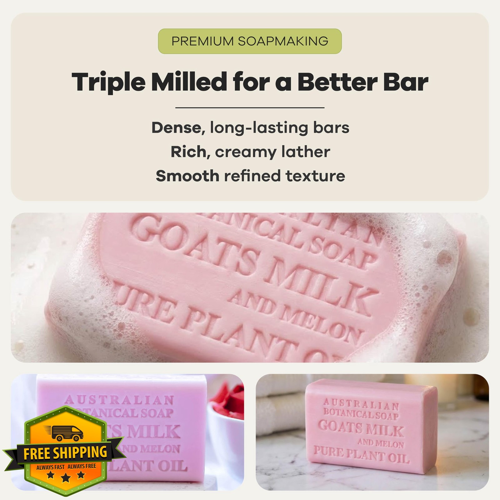 Australian Botanical Soap Melon 6.6oz Pack of 8