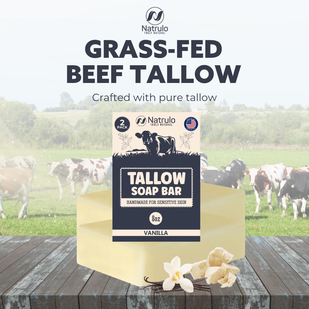 Beef Tallow Soap Bar – All Natural Grass Fed 4 Ounce (Pack of 2)