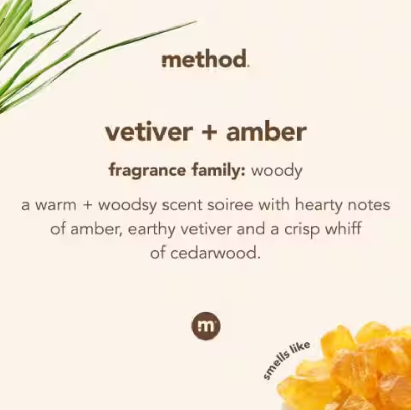 Method Foaming Hand Wash Vertiver Plus Amber With Plant Based Cleansers – 10 oz.