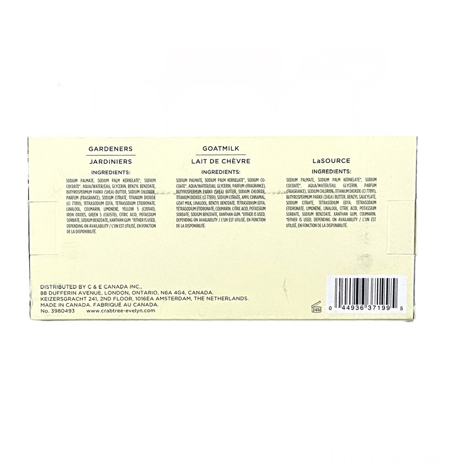 2x Crabtree & Evelyn Essential Soap Trio 6 x 6.5 oz Gardeners La Source Goatmilk