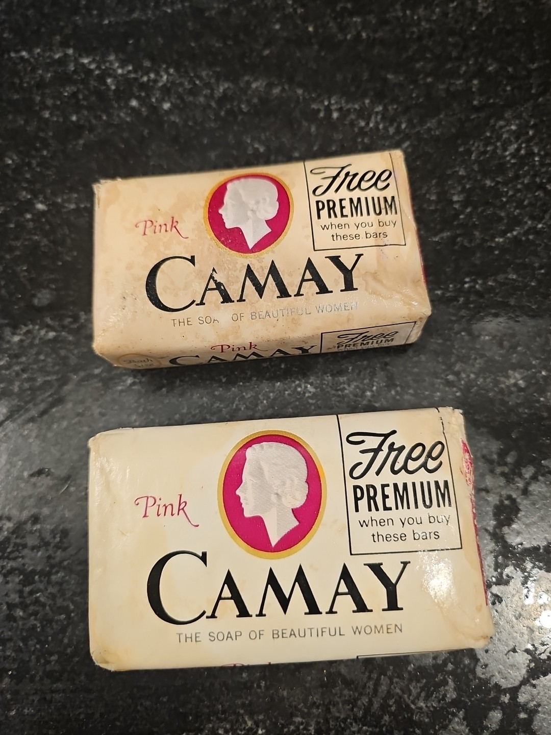 Vintage 2 Camay Pink White Bar Soap Lot of 2 ORIGINAL FORMULA USA 3 Oz