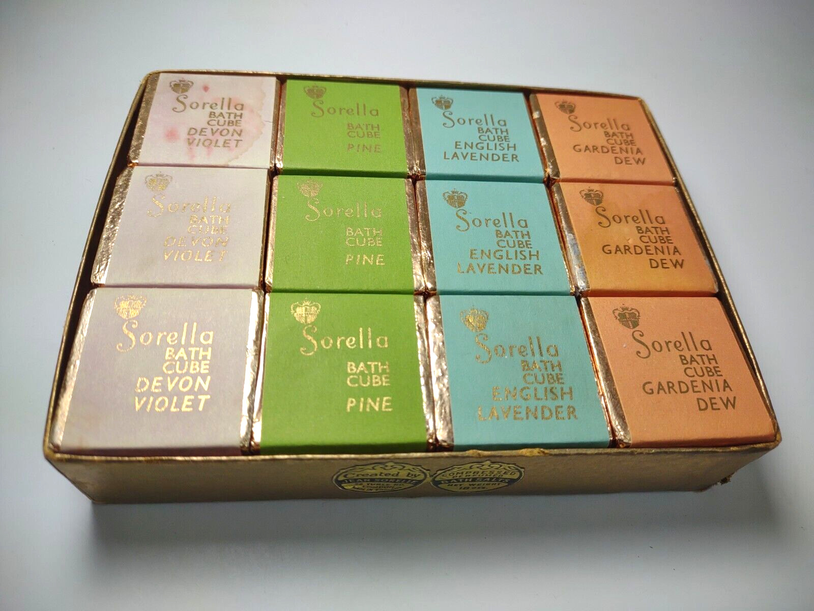 Sorella Bath Salt Cubes Devon Violet Pine English Lavender Gardenia London Vtg