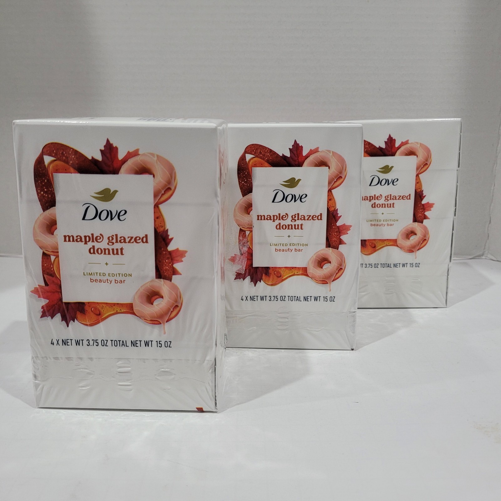 3PK (12ct) Dove Maple Glazed Donut Beauty Bar Soap 3.75 oz Each Limited Edition