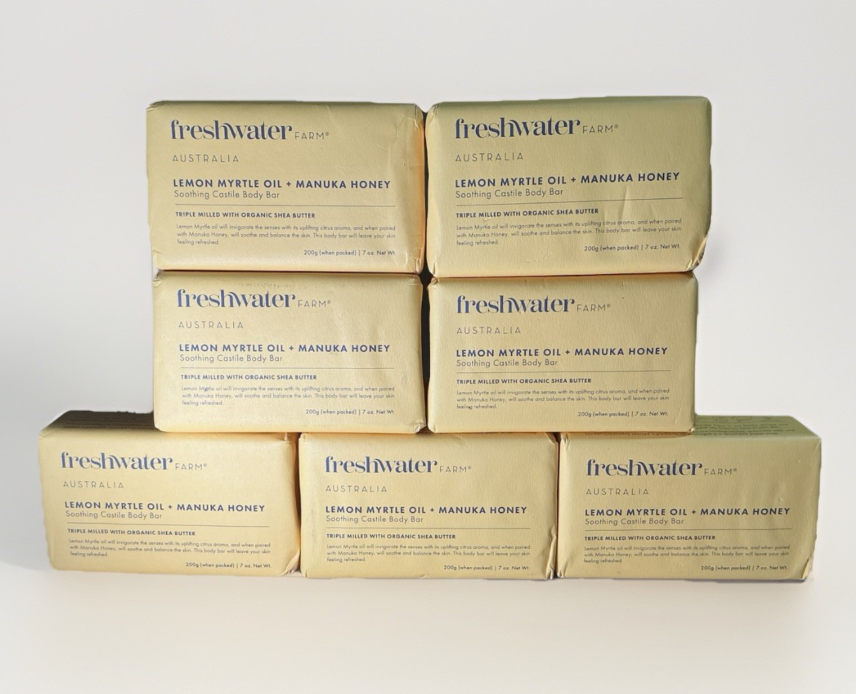 Freshwater Farm Australia Natural Soap Bar- Lemon Myrtle+Manuka Honey- 7 oz x 7