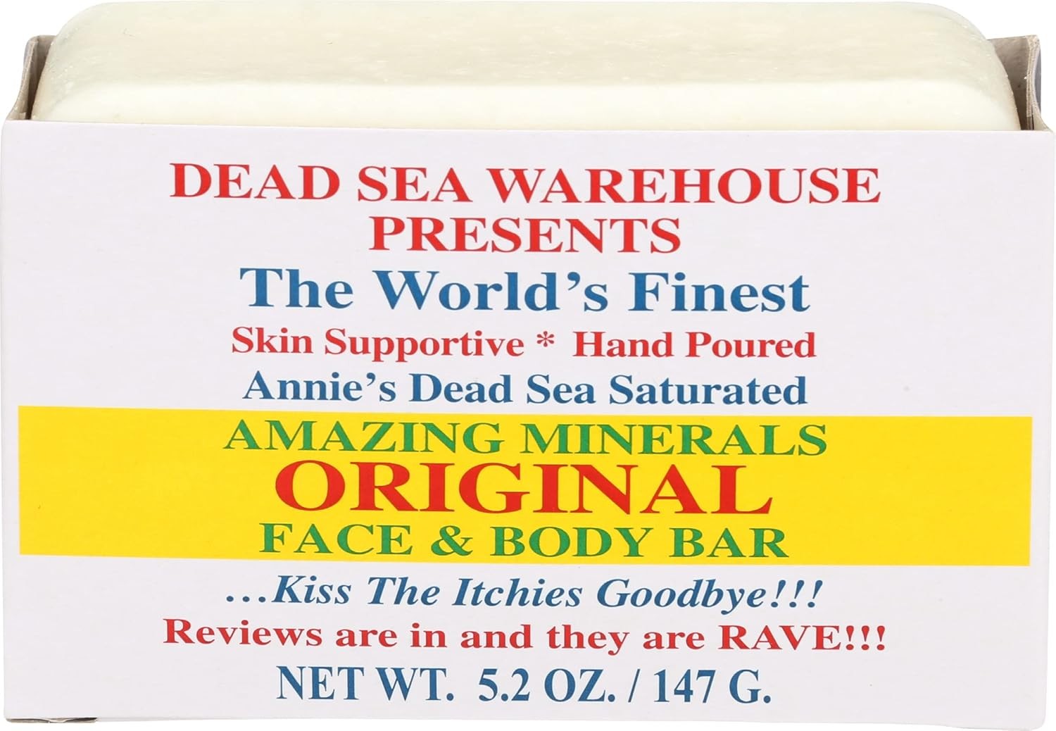 Dead Sea Salt Soap Bar 3.5oz Original Face & Body Natural Hydrating Dead Sea