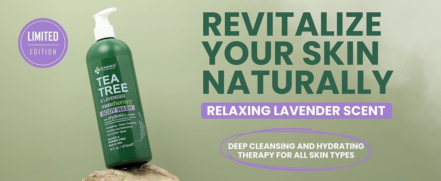 Tea Tree Lavender Body Wash MaxTherapy, Itchy Skin Relief, Antifungal Defense,