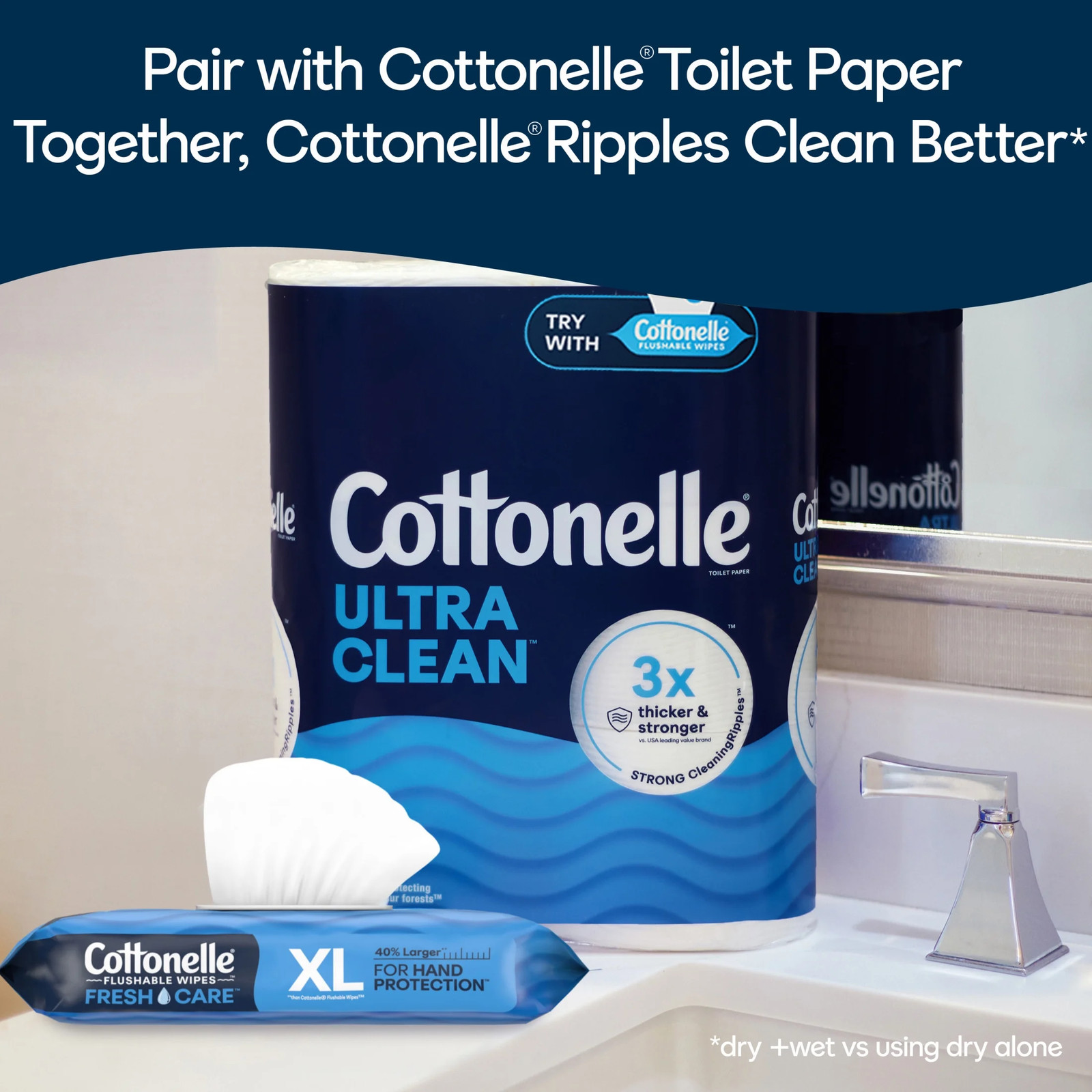 2 pack) Ultra Fresh XL Flushable Wet Wipes, 1 Flip- Pack