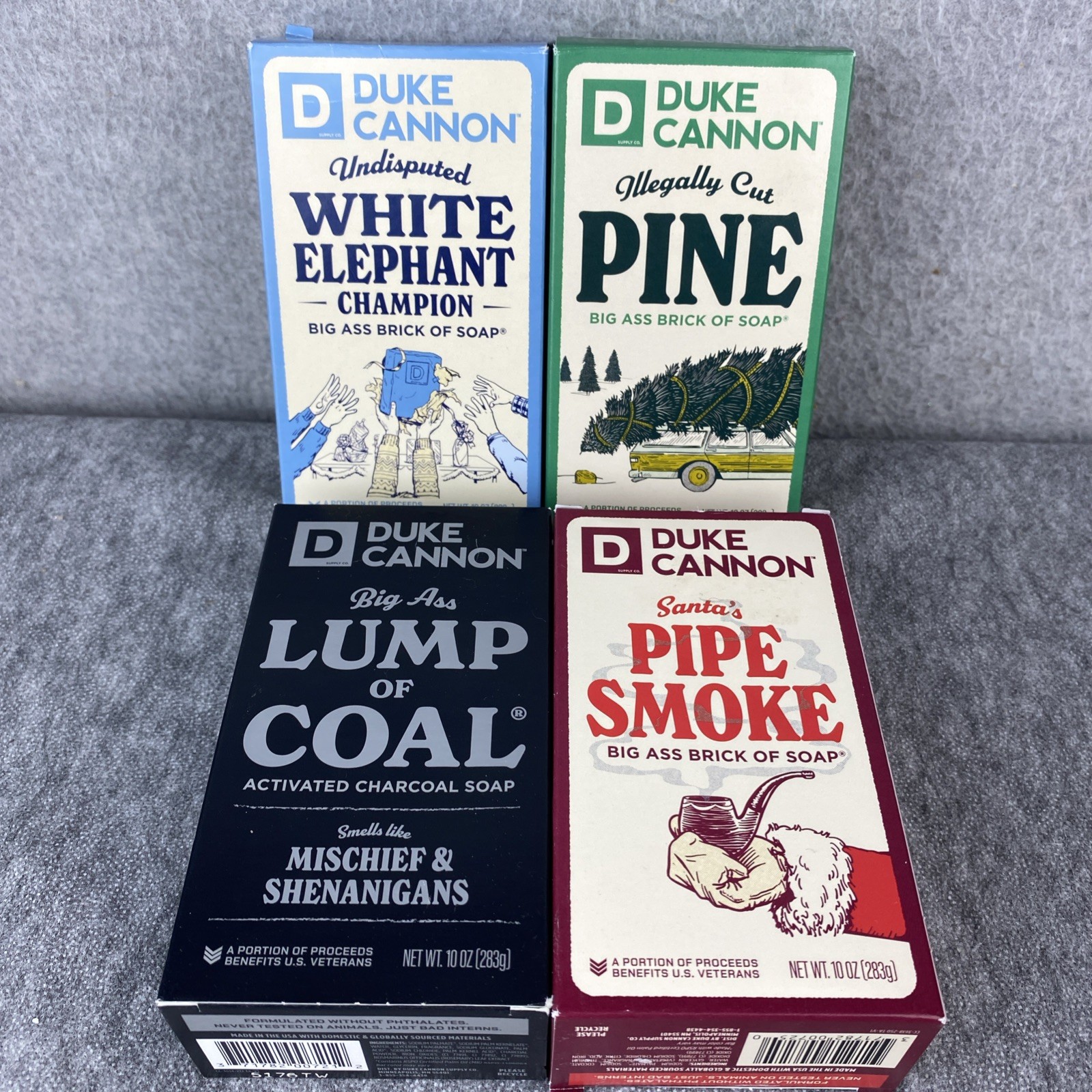 Duke Cannon Pine Pipe Smoke Lump Of Coal Elephant Lot Of 4 10oz Bars Soap NEW ✅