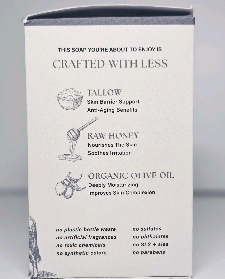 THE RUSTIC LANDS Grass Fed Beef Tallow Soap 4 Bar w/ Honey & Olive Oil Unscented