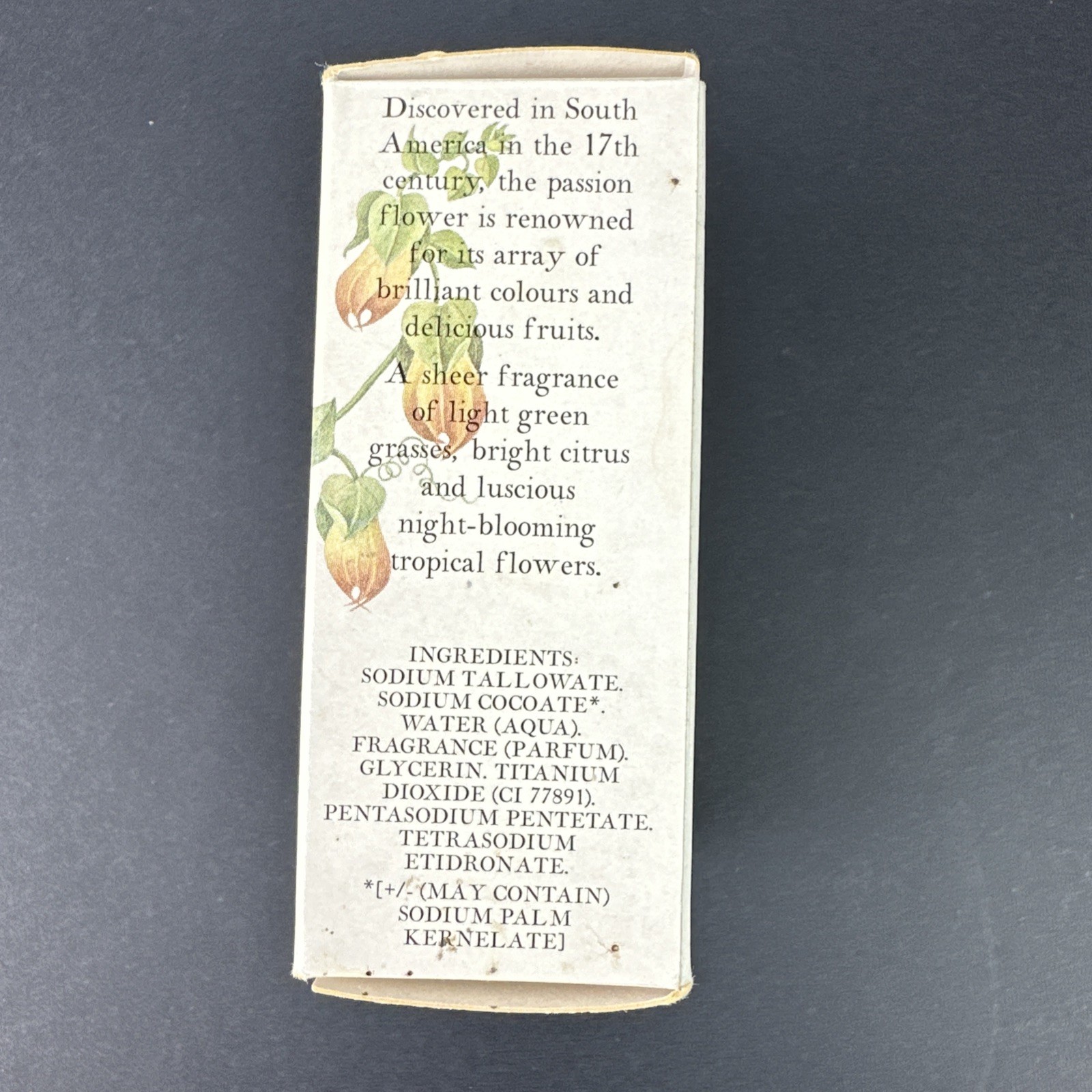 Crabtree & Evelyn Perfumed Passion Flower Bar Soap Box 3.5 Oz 100g 1996 Vintage