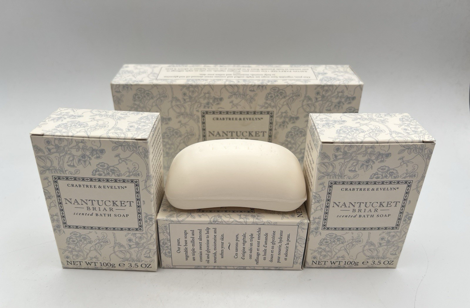 Crabtree Evelyn Nantucket Briar Scented Bath Soap – Set of 3 x 3.5oz Bars NOS